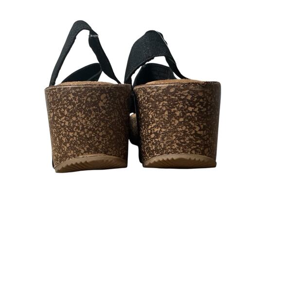 Madden Girl Zori Platform Wedge Sandal | Black | Sz 8.5 | Strappy Cork Elastic - Picture 3 of 6